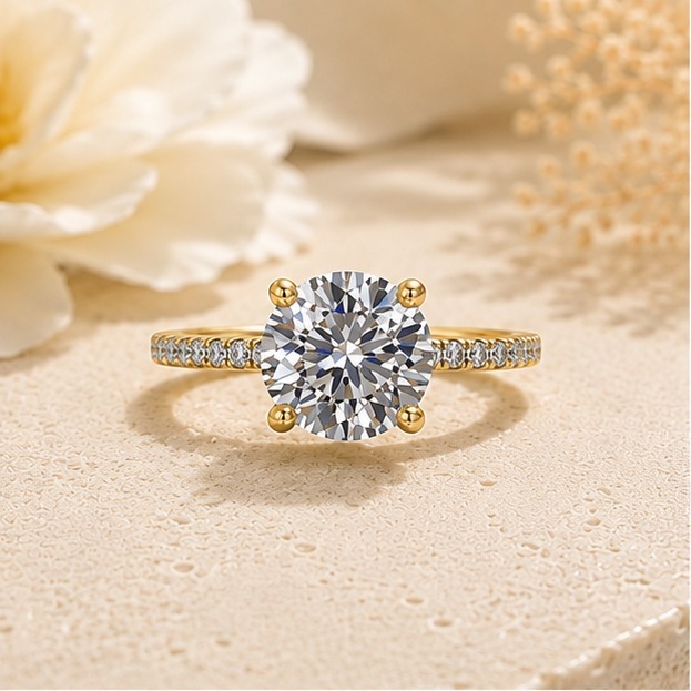 Civara Finished 18k Gold Solitaire Diamond Ring