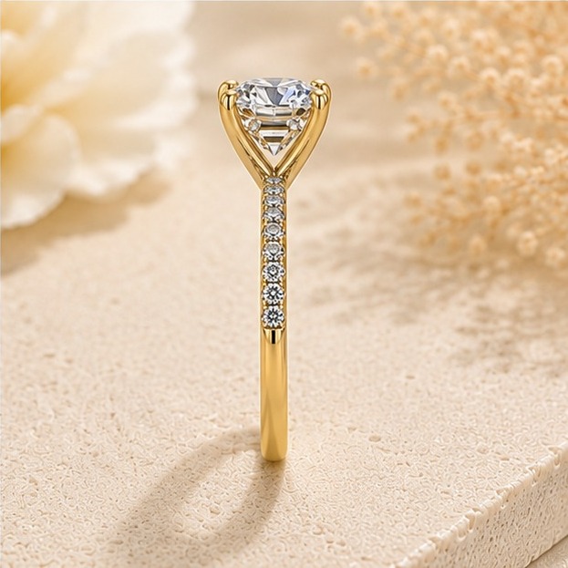 Aurelia Pavé Solitaire Diamond Ring — View 4