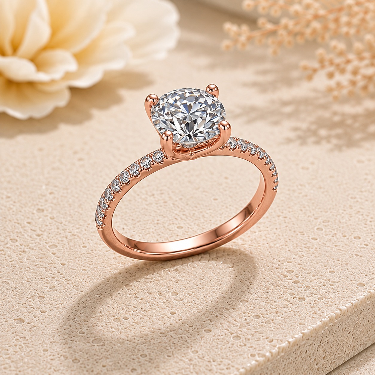 Aurelia Pavé Solitaire Diamond Ring — View 5